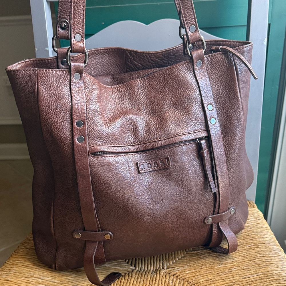 Italian pebbled leather mocha brown purse Rossi Firenze